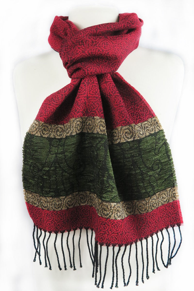 Gucci Jacquard Wool Silk Scarf Red For Women